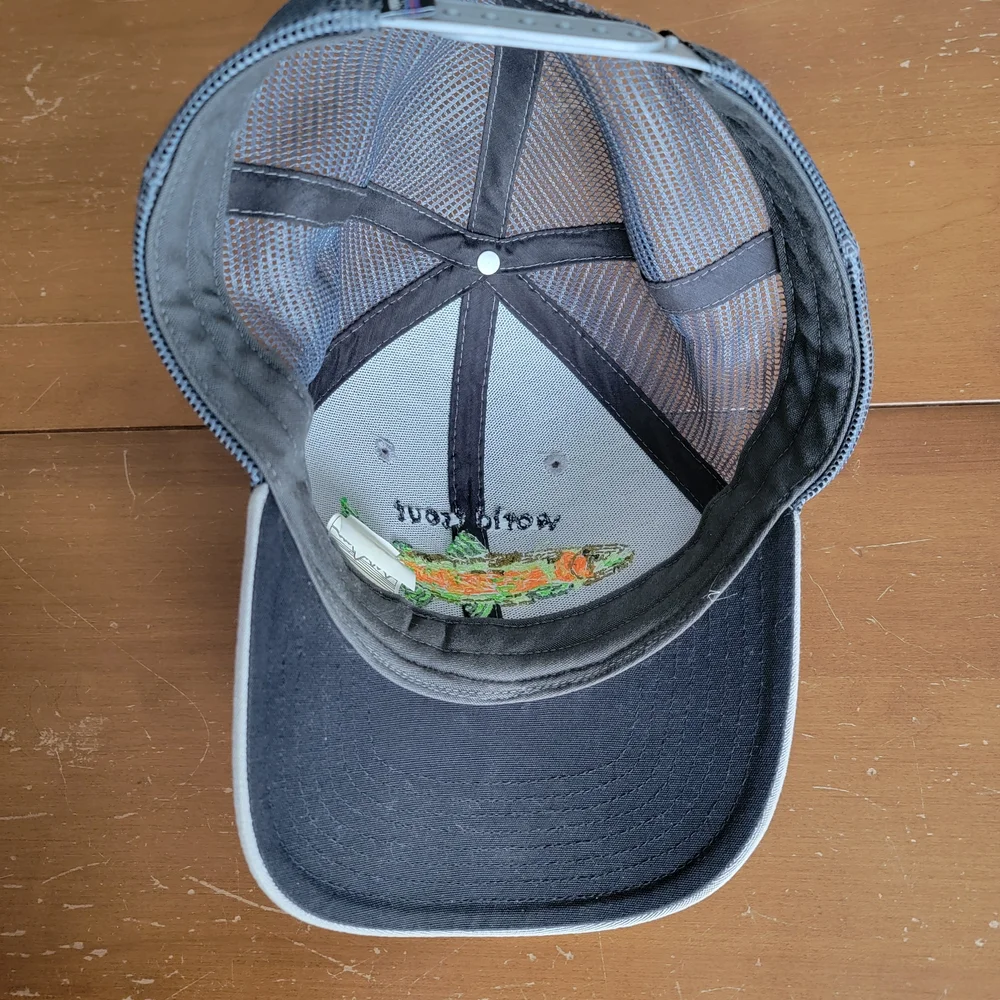 Patagonia World Trout Fishstitch Trucker Hat  Gray EUC